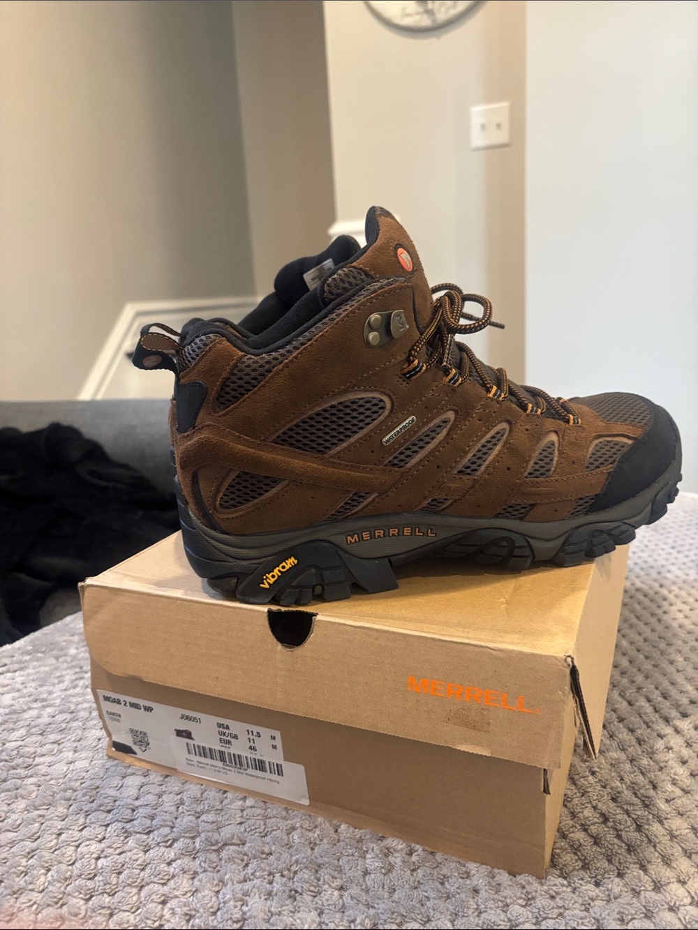 Merrell Brown and Black Men's Waterproof Hiking Boots